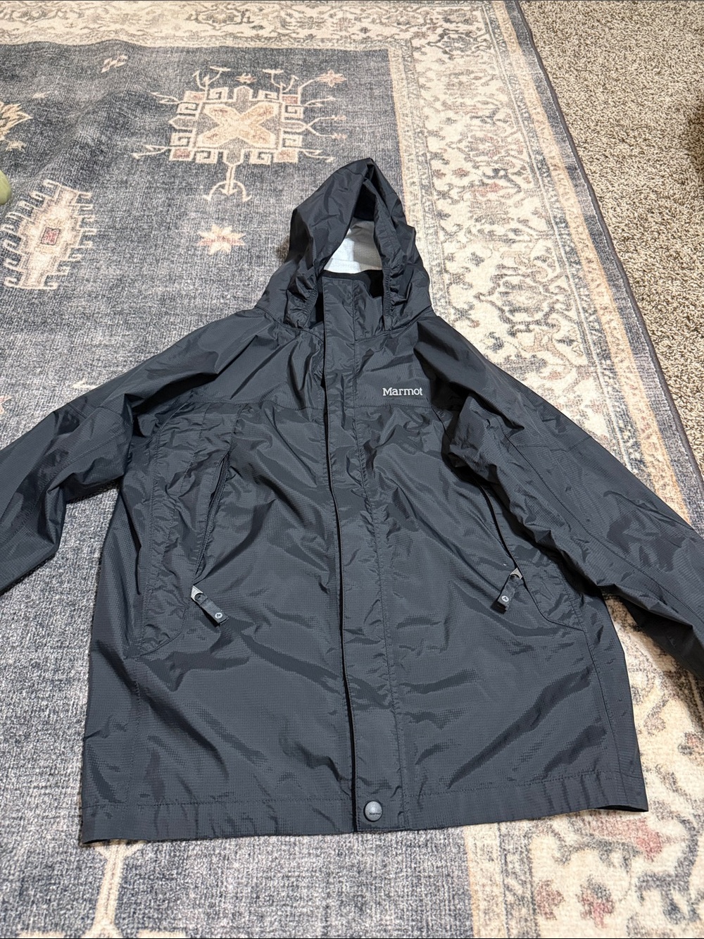 Marmot Black Hooded Waterproof Raincoat